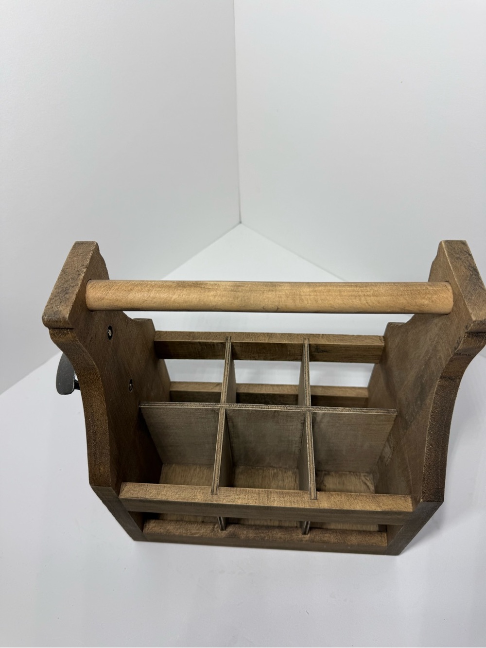 Wooden 6-Compartment Bottle Caddy - Natural Wood - Picture 5 of 6